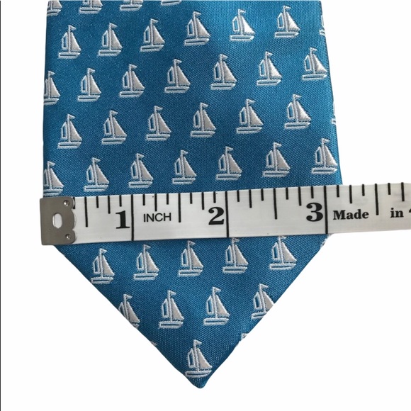 NWT CHAPS Tie Silk Handmade Sail Boat Sky Blue - Picture 3 of 5